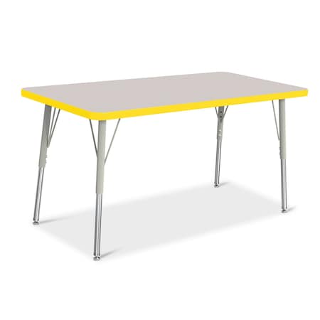 Jonti-Craft Berries Rectangle Activity Table, 24 in. x 48 in., A-height, Freckled Gray/Yellow/Gray 6403JCA007